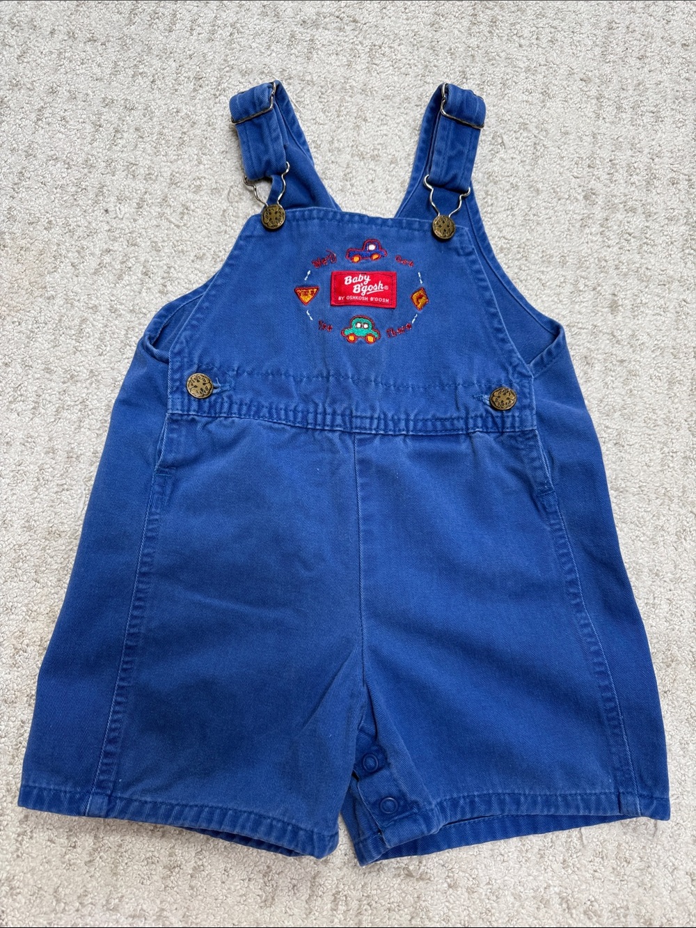 Vintage OshKosh Baby B'Gosh Truck Car Construction Overalls/Shortalls, 24 months